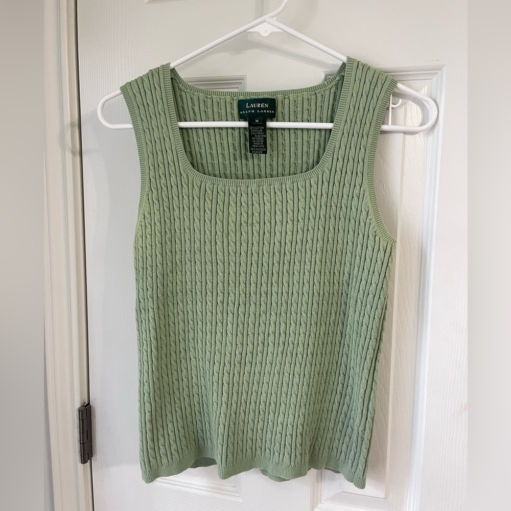 Ralph Lauren Vintage Green Cable Knit Sweater Tank